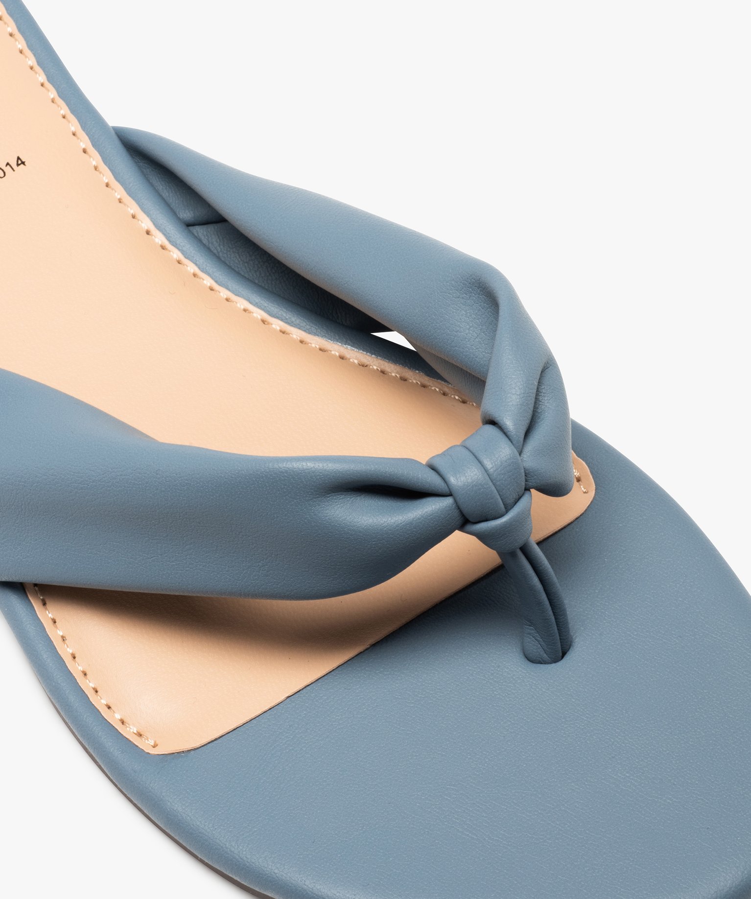 Tongs femme à talon plat et entre-doigts drapé bleu | GEMO