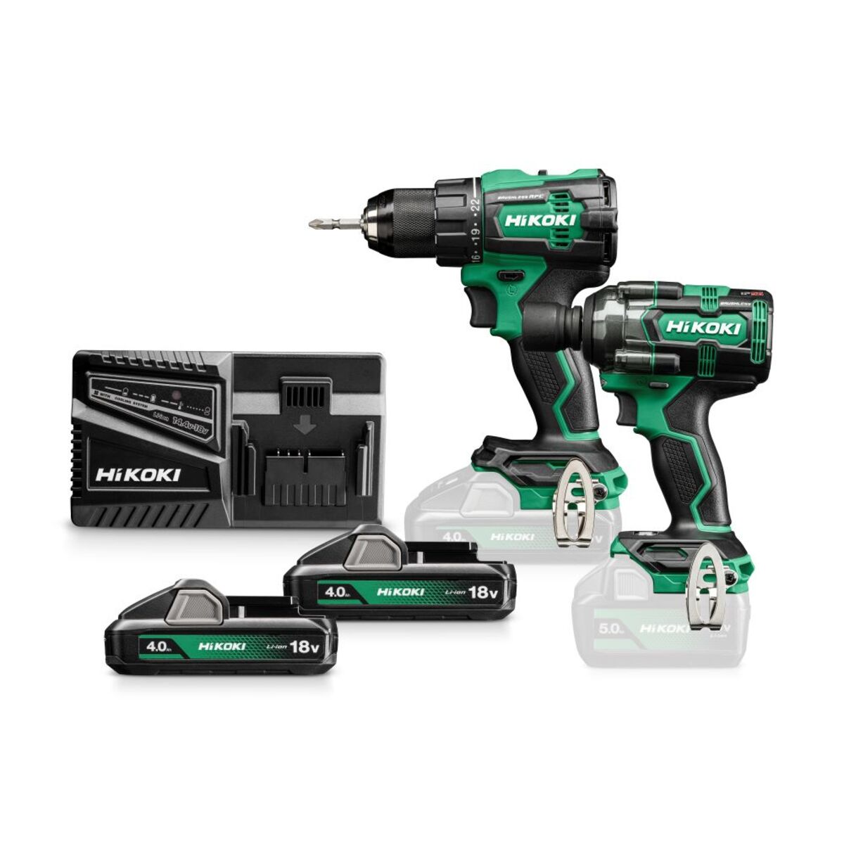 HiKOKI KC18DEWLZ Comboset - DS18DE Accuboormachine + WR18DH accuslagmoersleutel 18V 4,0ah Li-Ion v HSC III