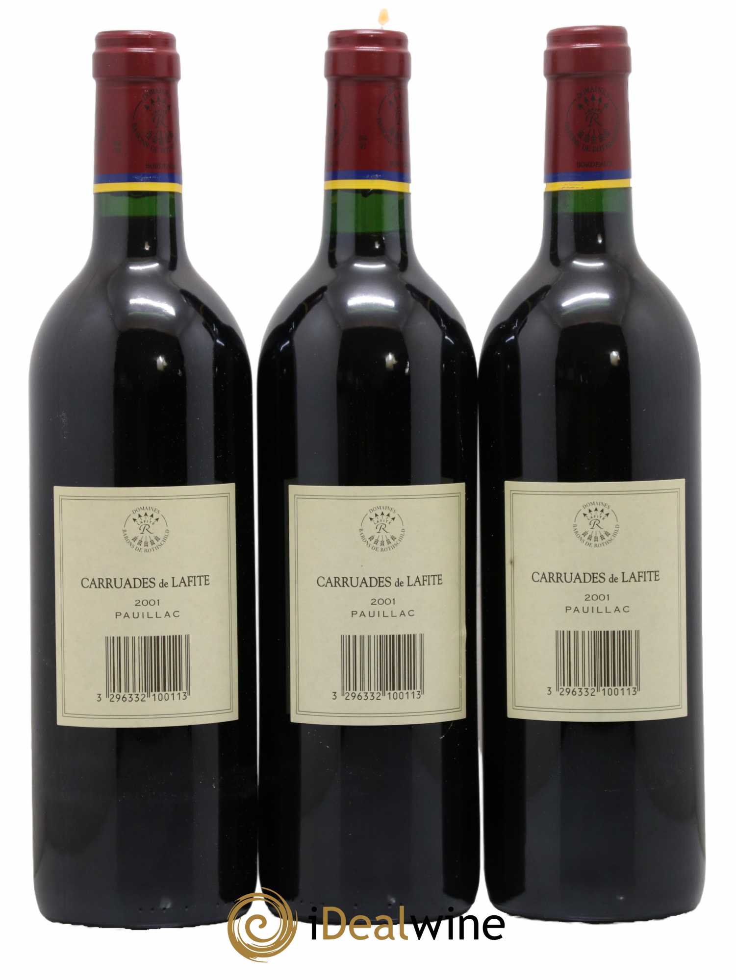 Carruades de Lafite Rothschild Second vin  2001 - Lot de 3 Bouteilles