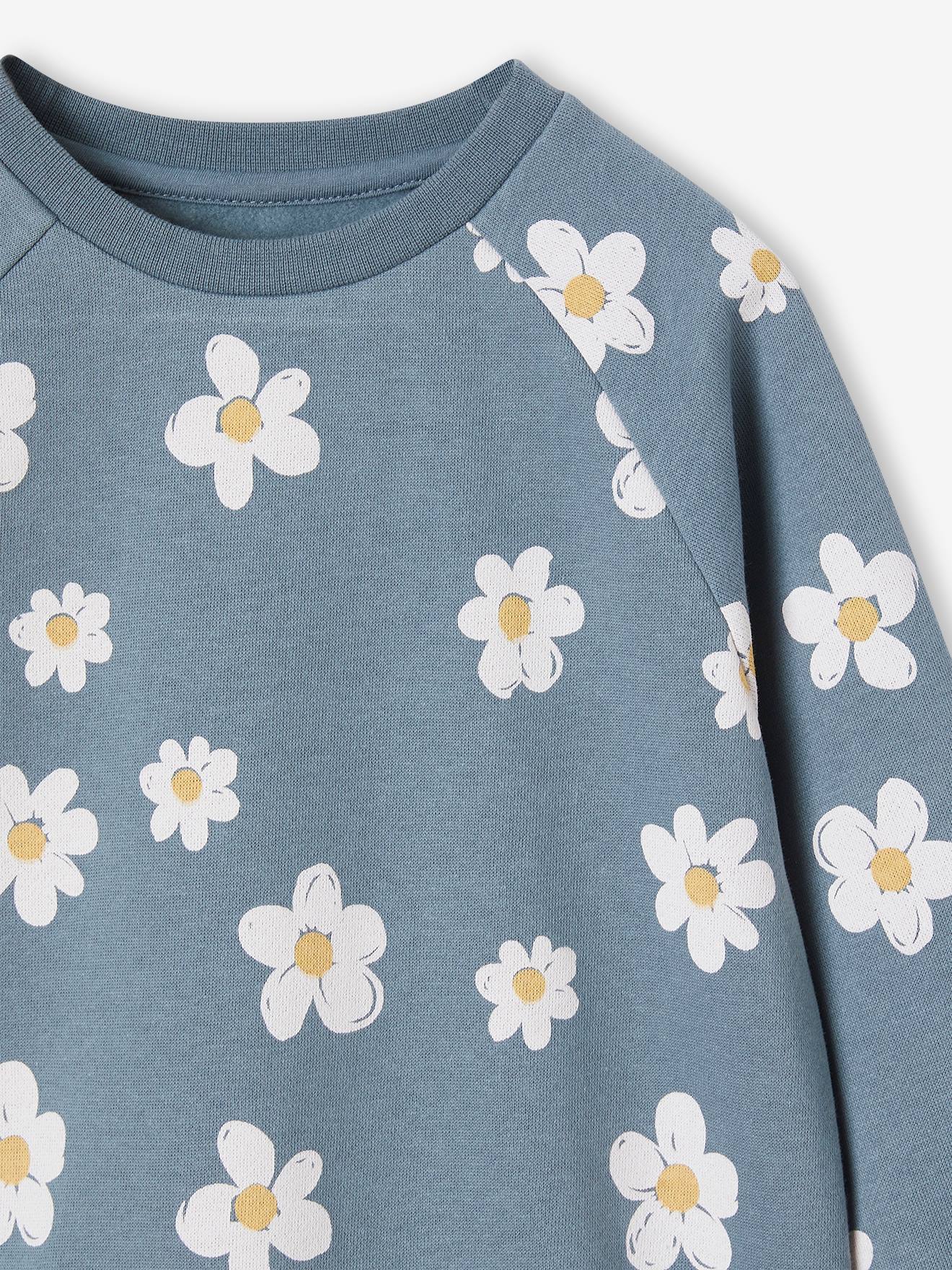 Robe en molleton fleurs pop fille camel