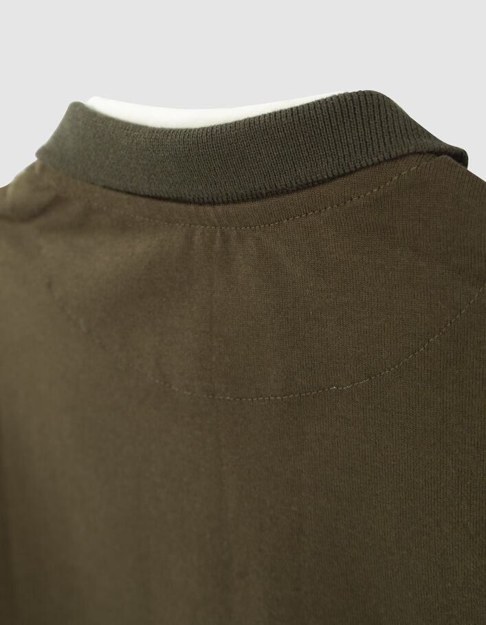 Polo kaki col chemise trompe-l'oeil garçon