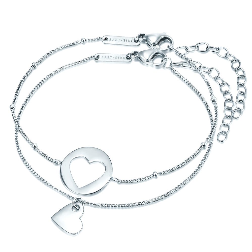 EASTSIDE Bracelet en acier inoxydable Coeur Acier inoxydable en Argent Bracelet