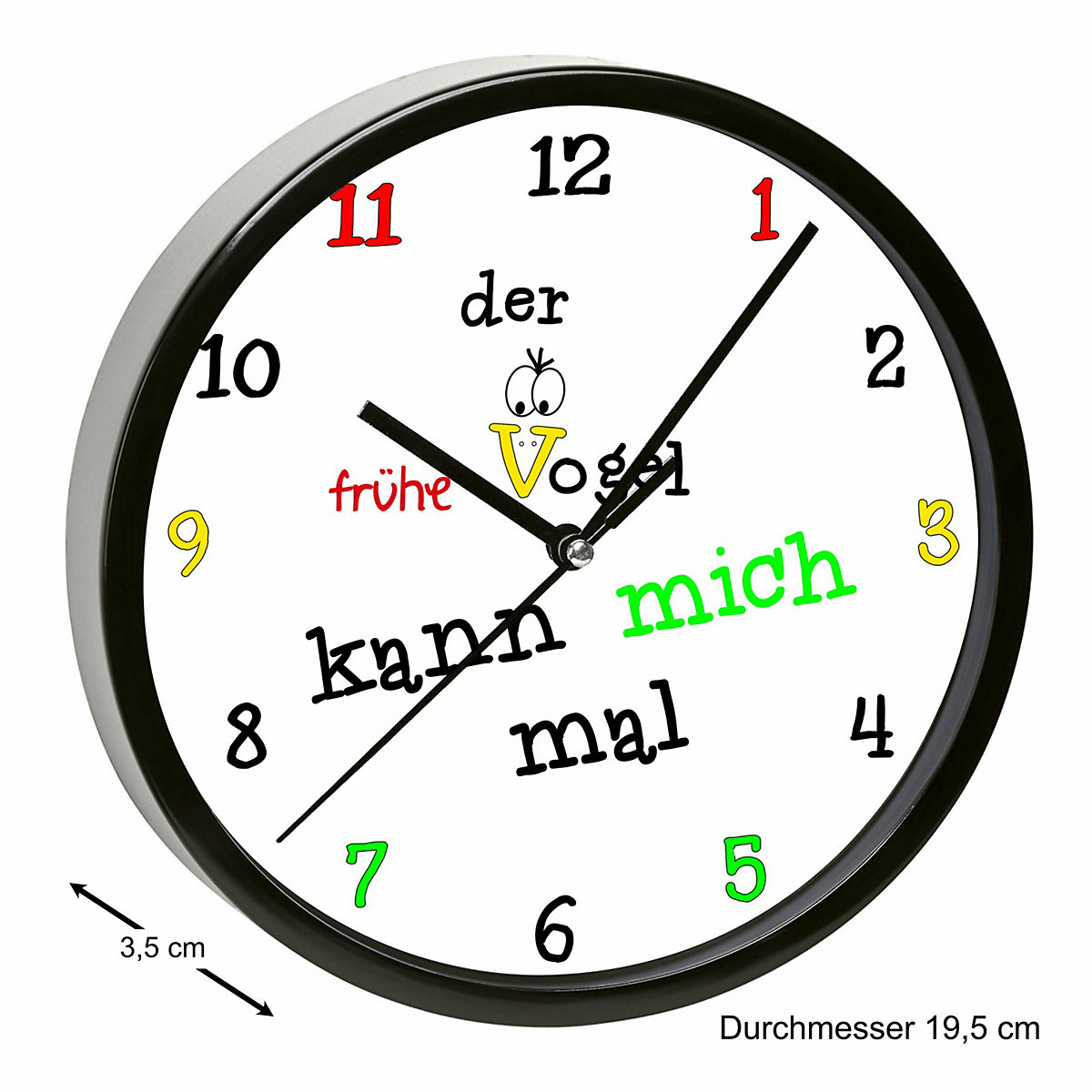 Kinder Wanduhr personalisiert mit Name der frühe Vogel kann mich mal