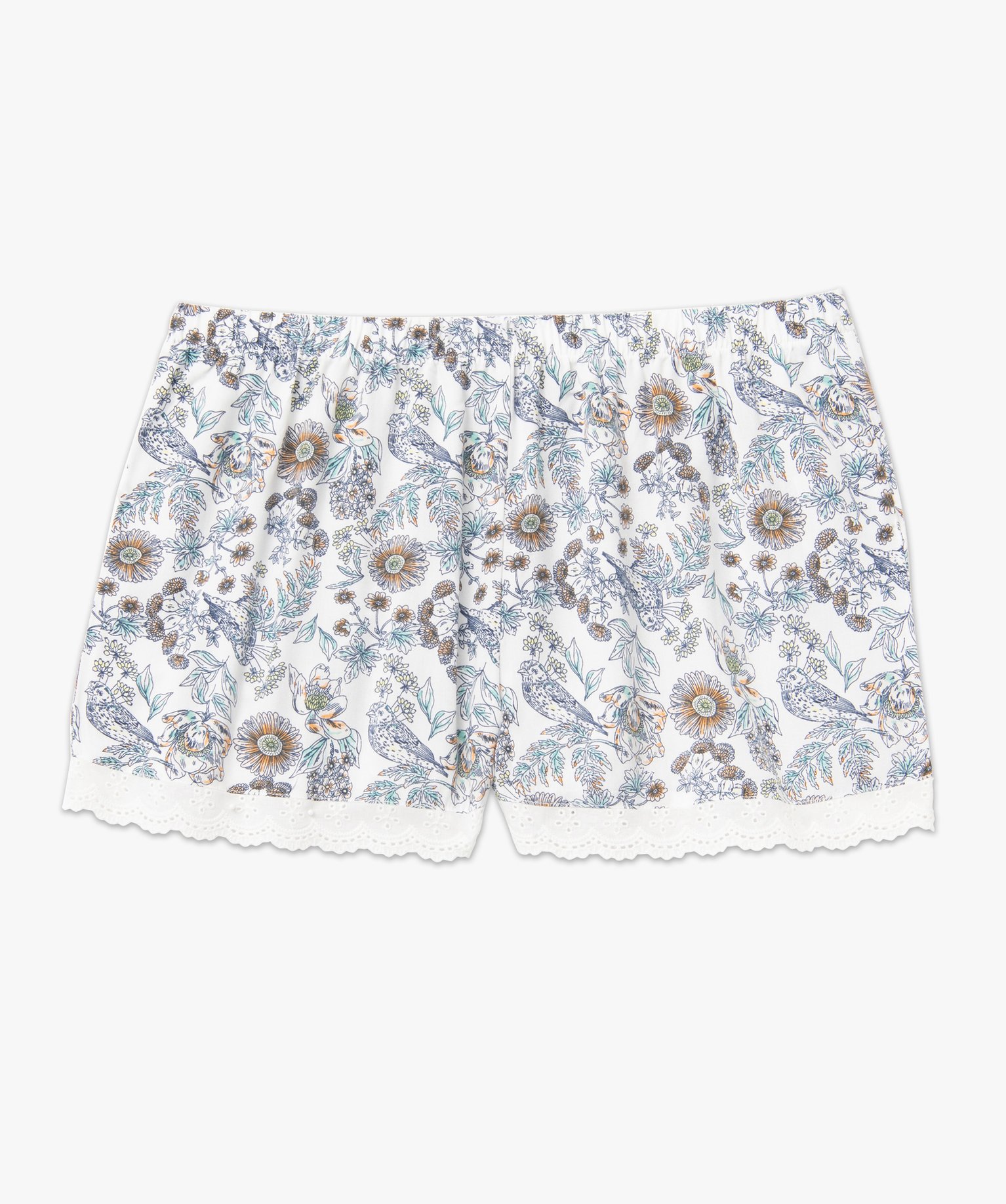 Short de pyjama femme à motifs fleuris avec bas brodé imprime | GEMO