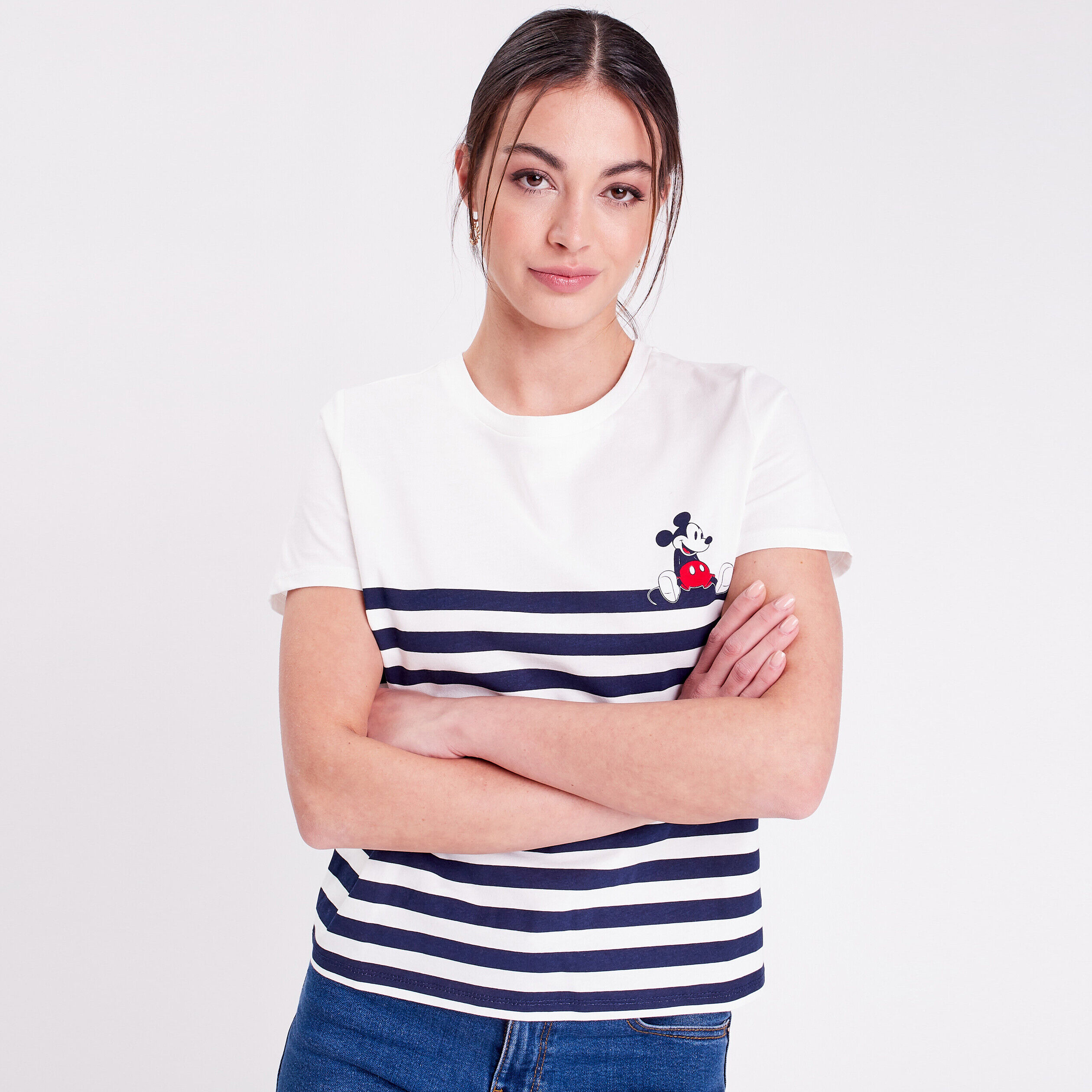 T-shirt manches courtes Mickey ecru femme | Cache Cache