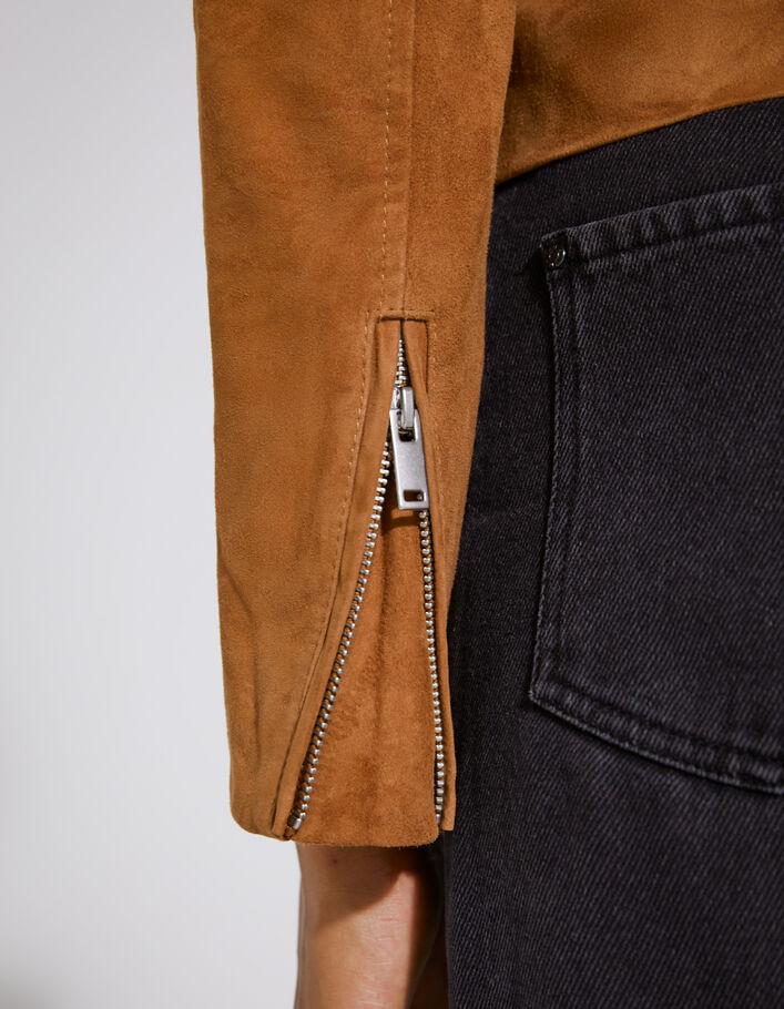 Blouson en cuir cognac femme
