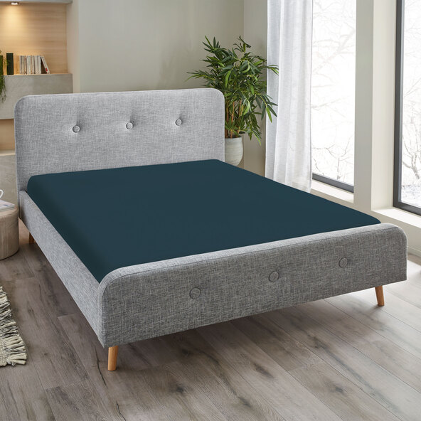 Spannbetttuch Flannel, 180 x 200 cm, dunkelblau