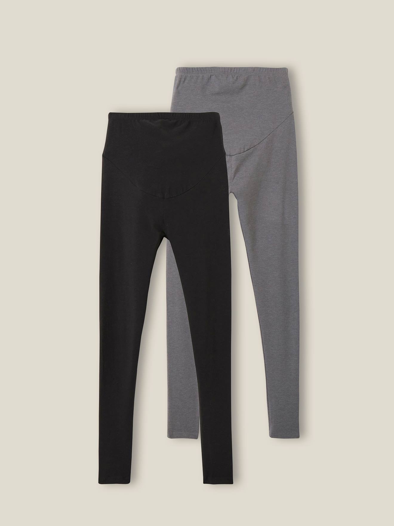 Lot de 2 leggings de grossesse en maille stretch lot noir et gris