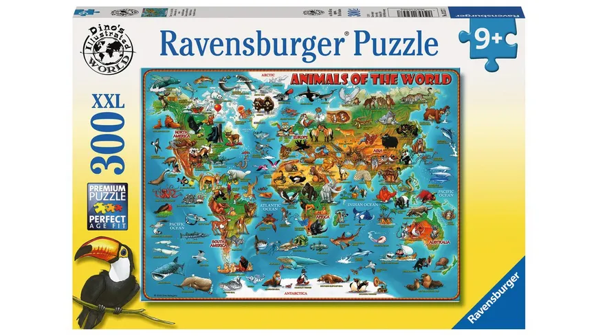 Ravensburger Puzzle - Tiere rund um die Welt, 300 XXL Teile