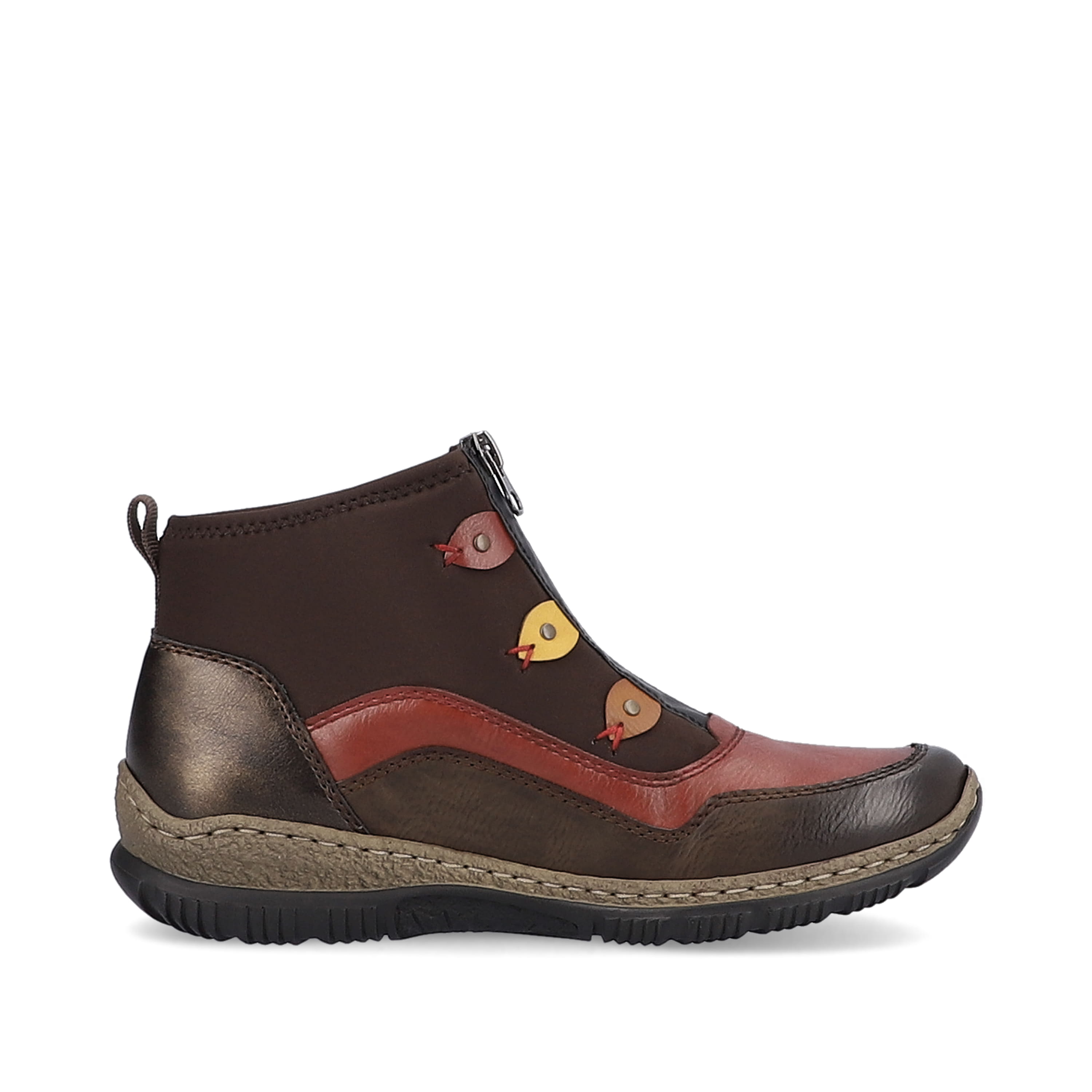 Rieker Damen Slipper schwarz-weinrot