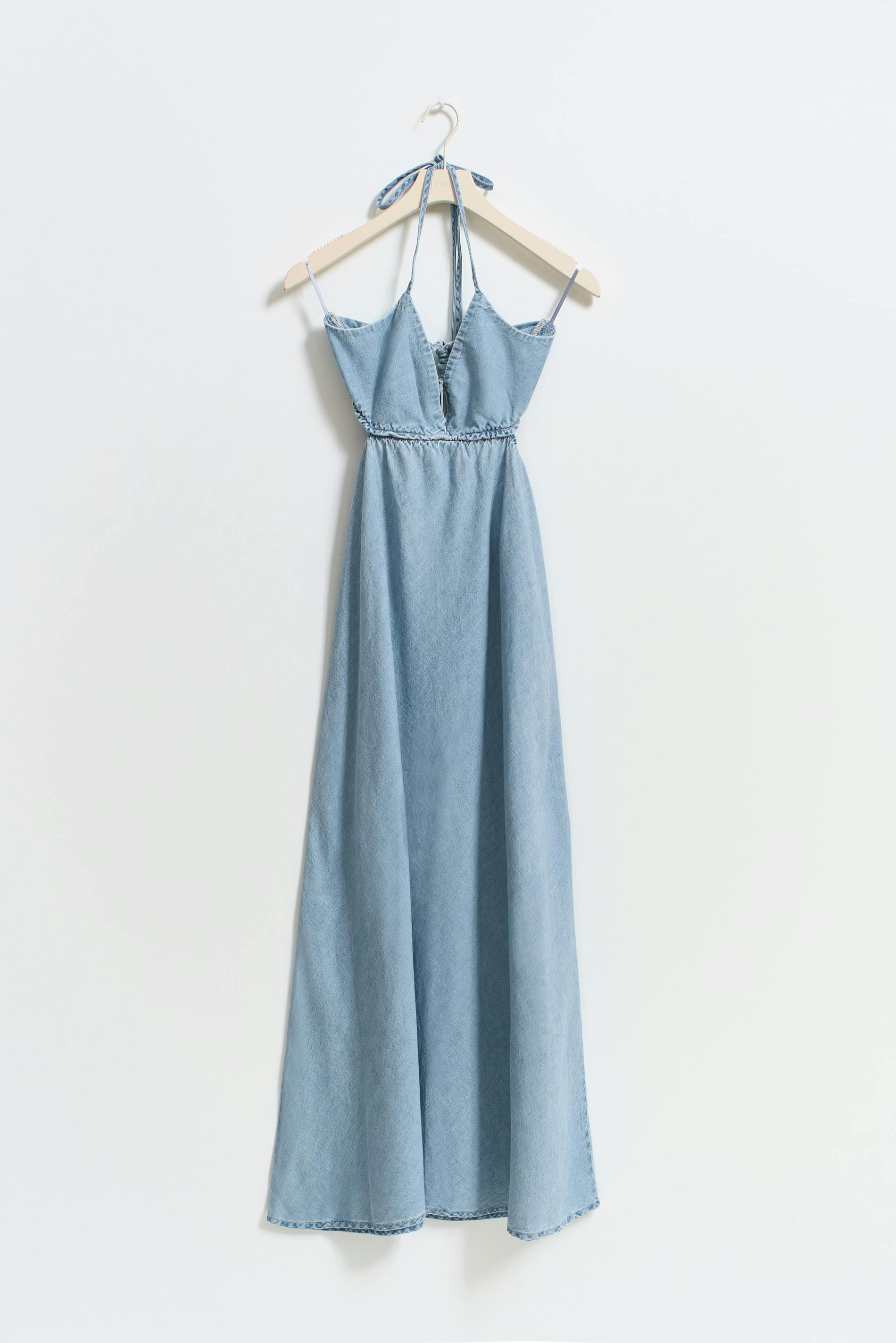 Open back denim dress