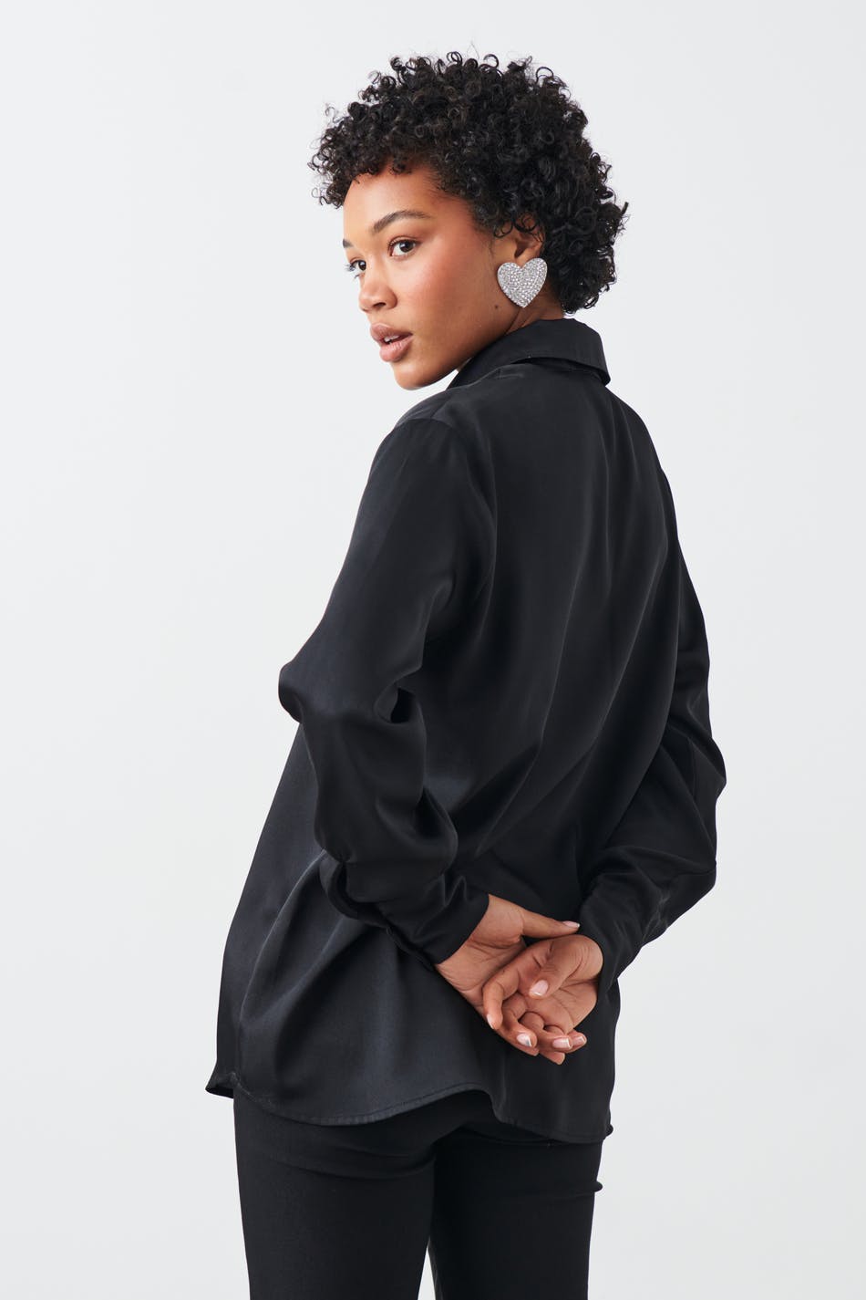 Oversized satin shirt