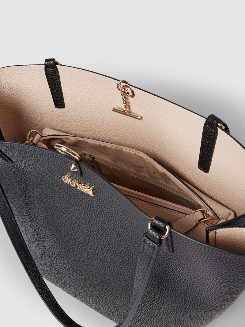 Tote Bag mit Allover-Muster Modell 'ALBY' in schwarz