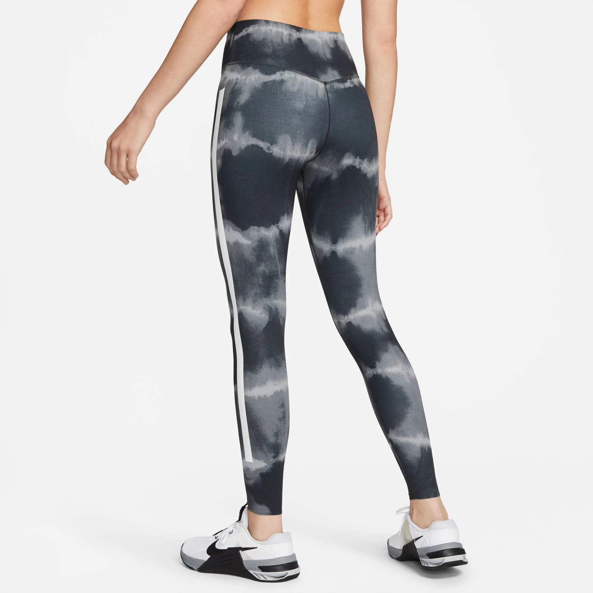 Dri-Fit One Luxe Mid-Rise All Over Print Tight Damen - Schwarz, Grau