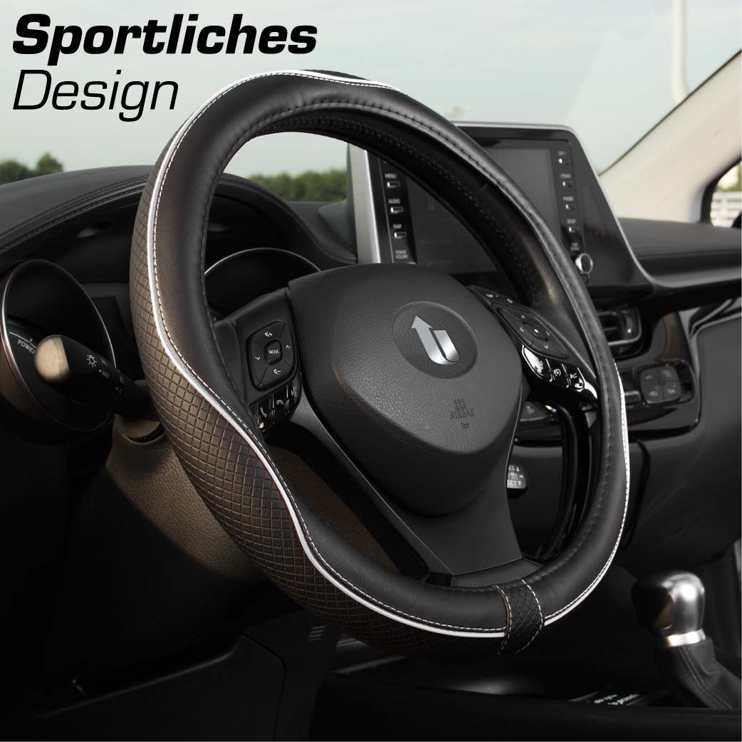 Upgrade4cars Lenkradbezug SportsLine, Ø 37,00 - 39,00 cm, Stilvolles Linien-Design mit Perforierten Details für mehr Grip