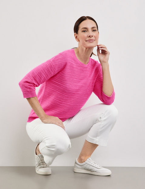 3/4 Arm Pullover aus Baumwoll-Leinen