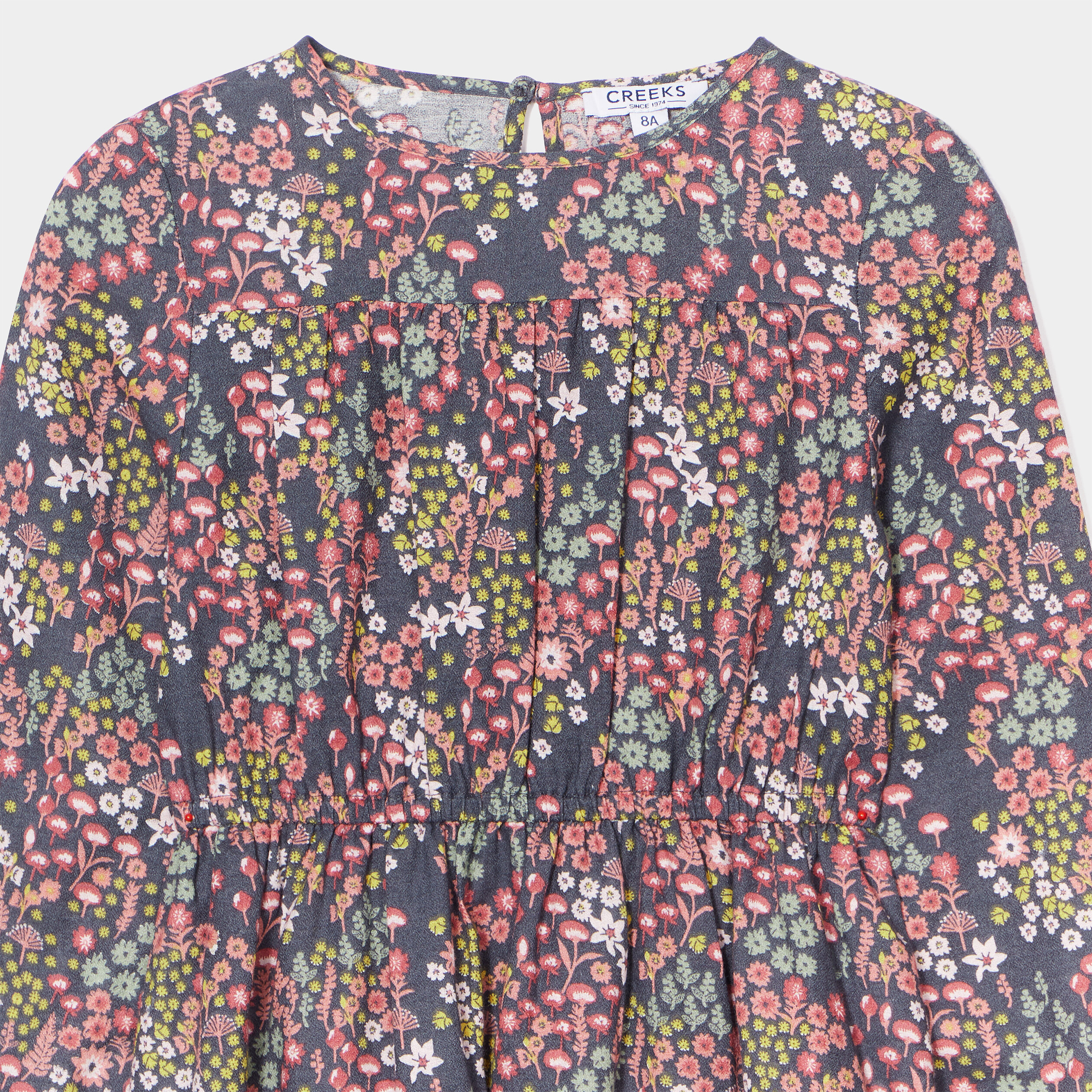 Robe trapèze coton Creeks gris foncé fille | La Halle