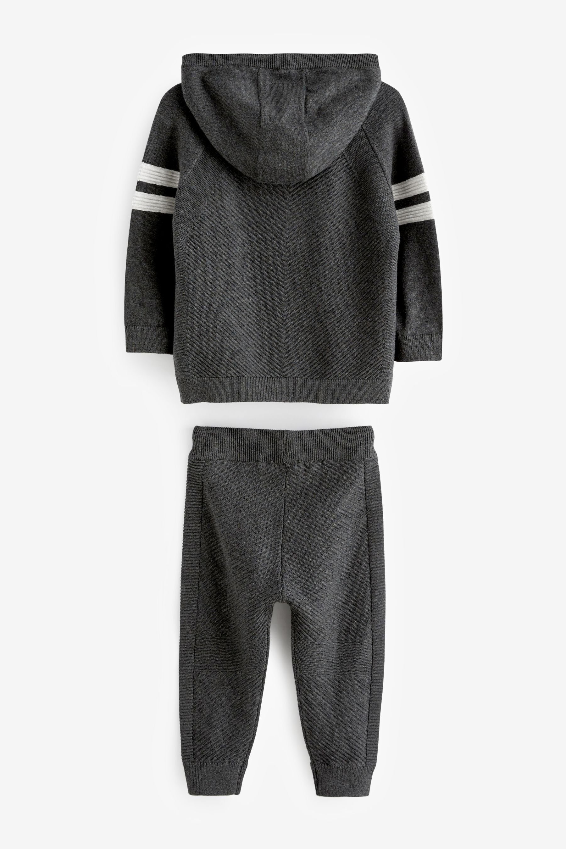 Next Jogginganzug Gestricktes Hoodie mit Struktur + Jogginghose (2-tlg)