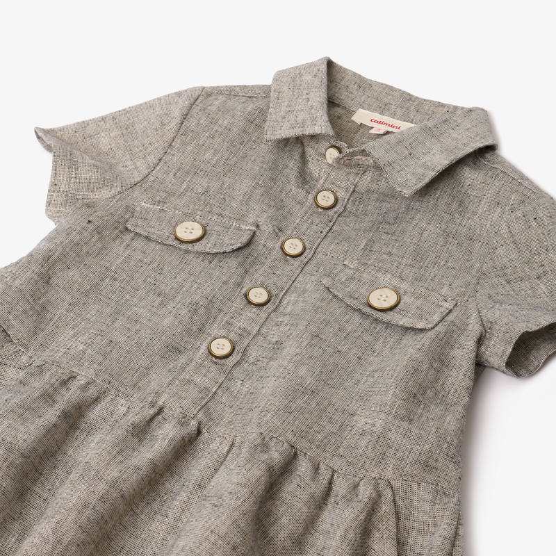 Robe chemise fille en toile dorée Catimini