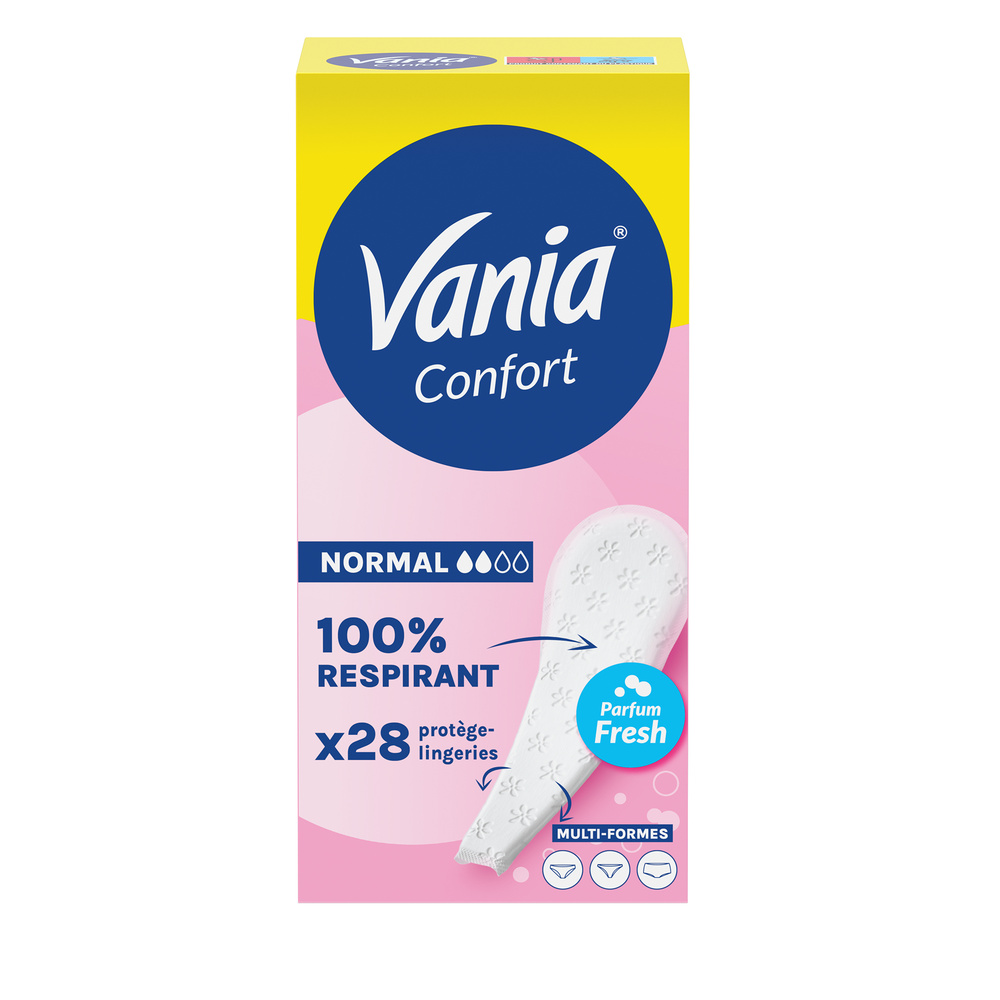 vania Kotydia Protège-Slips Confort, Multiformes, Parfum Fresh, 28 Protège-slips