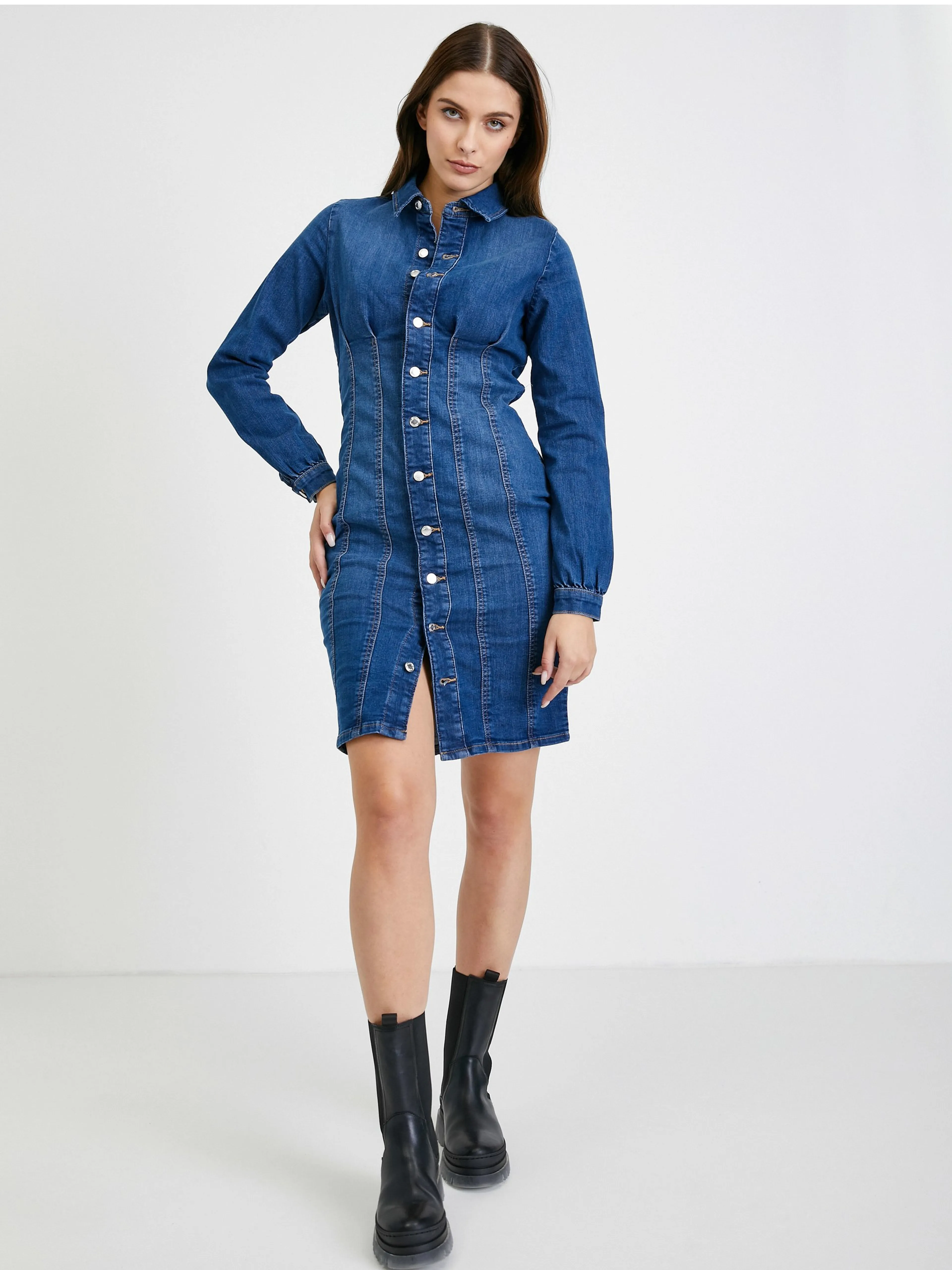 Blaues Hemdblusenkleid aus Denim ORSAY