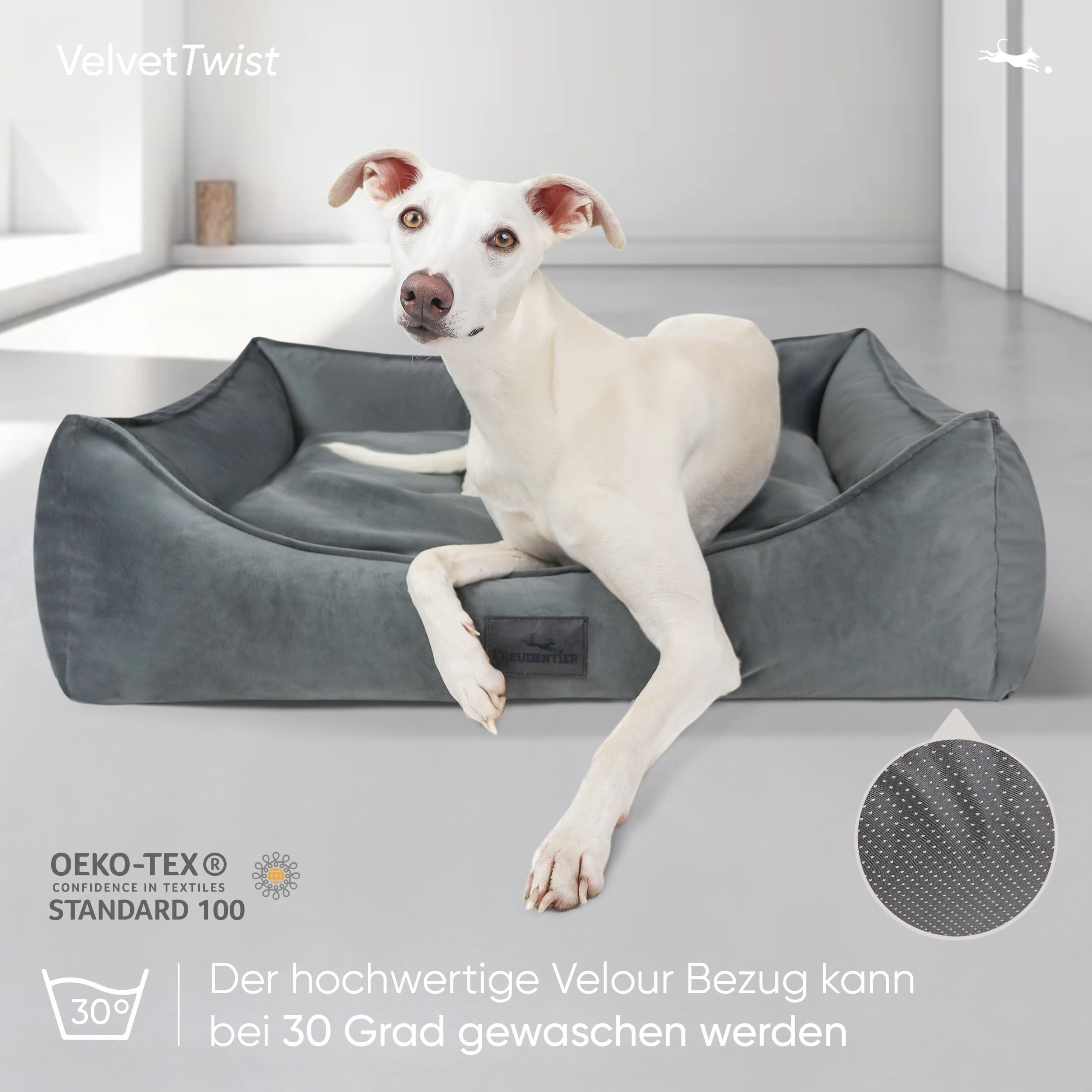 Freudentier Hundebetten Freudentier orthopädisches Hundebett mit Cord/Velour Wendekissen anthrazit XXL
