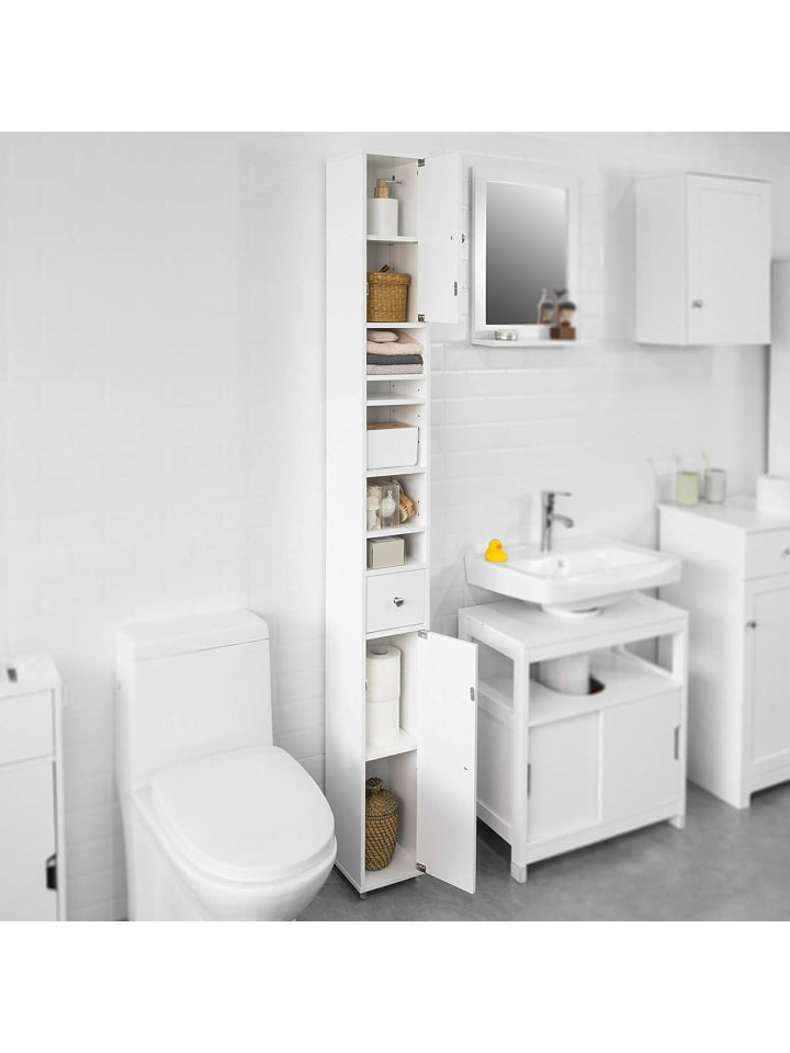 SoBuy Badezimmer-Hochschrank in Weiß - (B)20 x (H)180 x (T)20cm günstig kaufen onesize