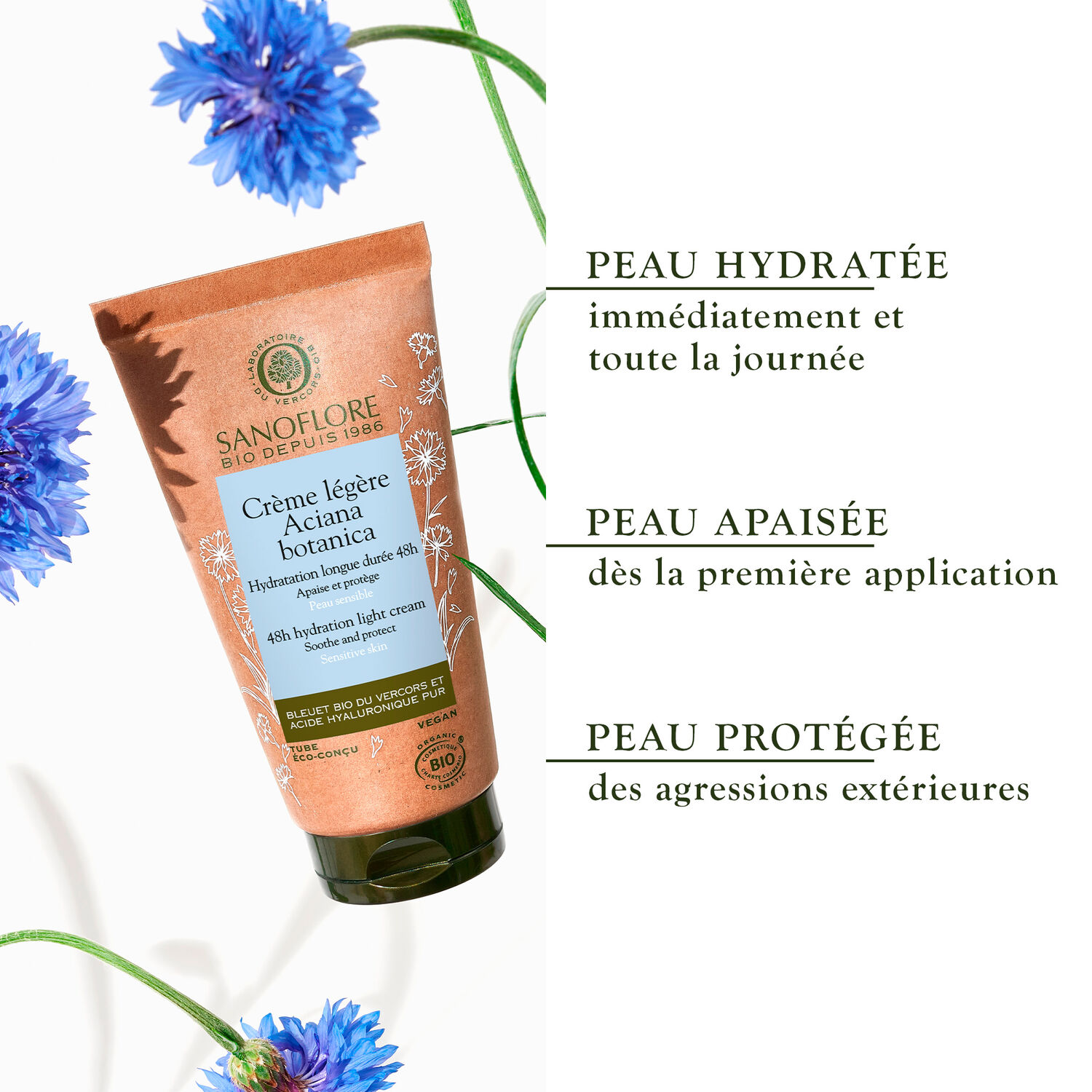 Sanoflore Crème Légère Aciana Botanica Soin Hydratant Intensif 50 ml
