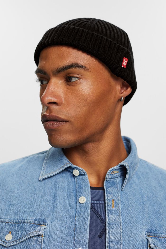 Rippstrick-Beanie, 100 % Baumwolle