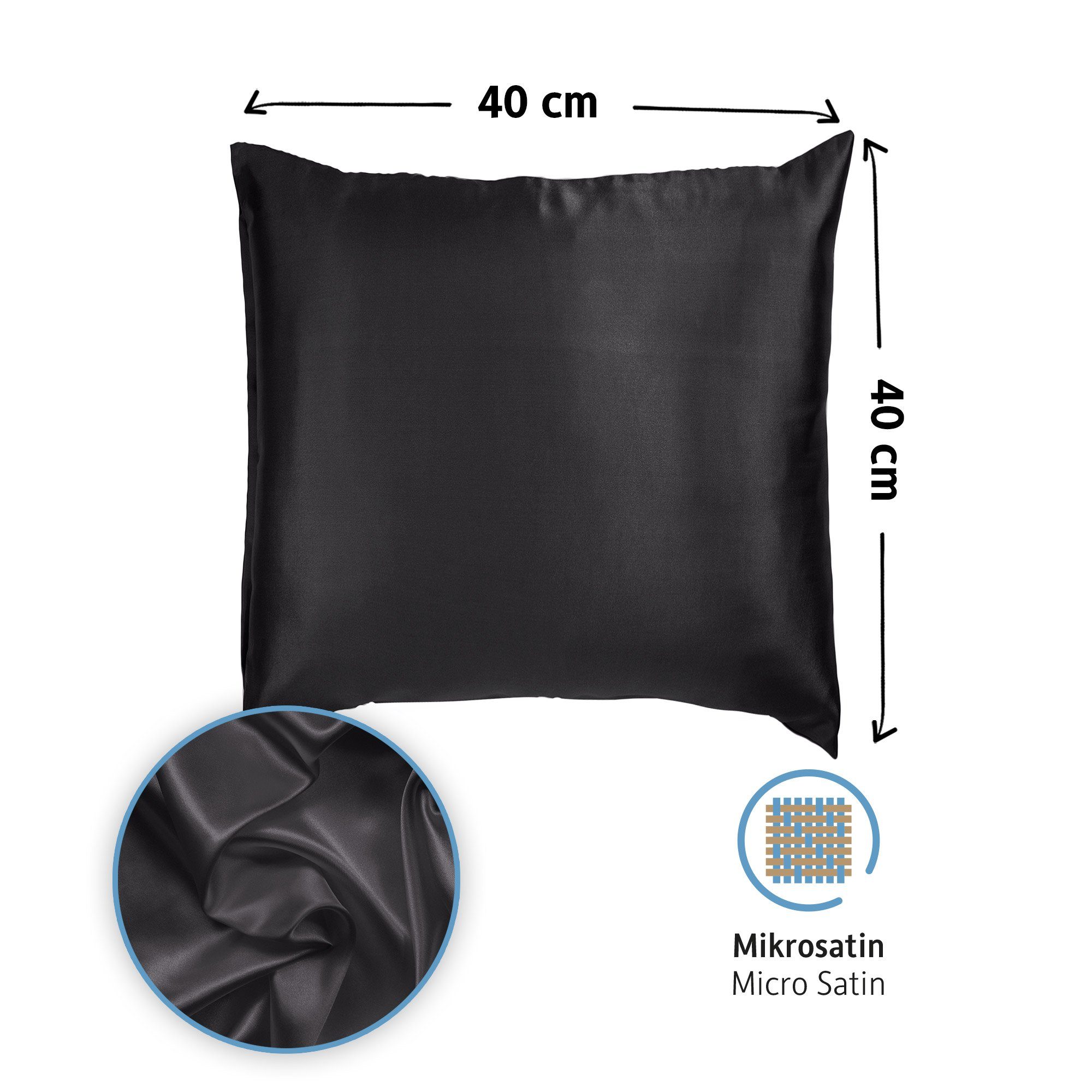 Kissenbezug Mikrofaser Satin Kopfkissenbezug für Haar und Haut, Komfortec (2 Stück), 40x40 cm, ähnlich wie Seide, Superweiches Kissenhülle Set