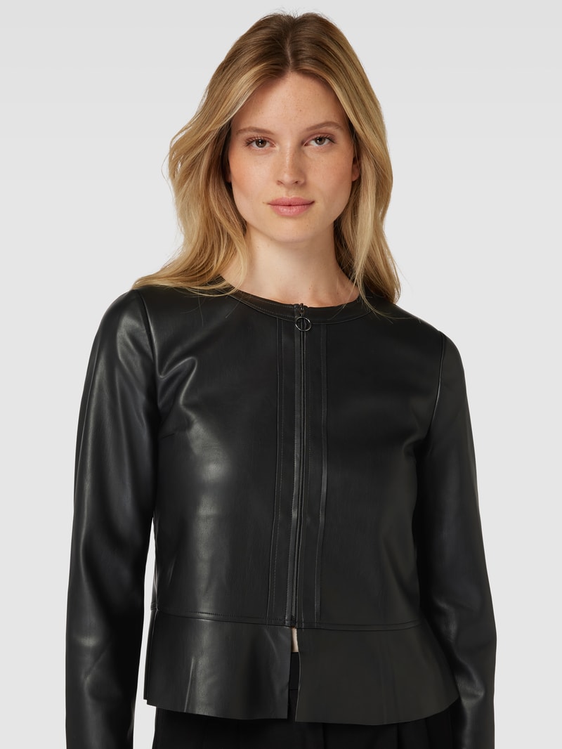 Jacke in Leder-Optik in schwarz