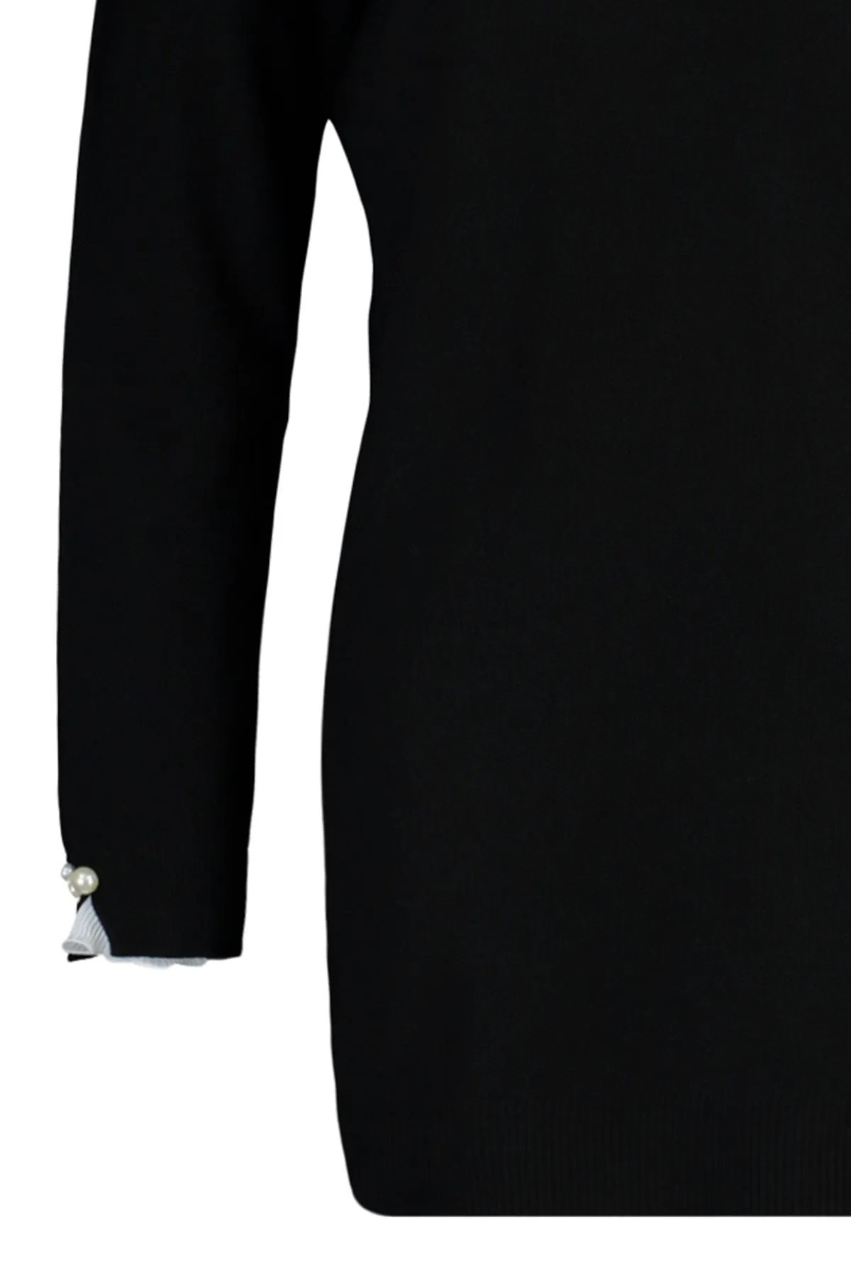 Trendyol Modest  Strickpullover mit schwarzen Ärmeln und Perlendetails TCTAW23AK00027