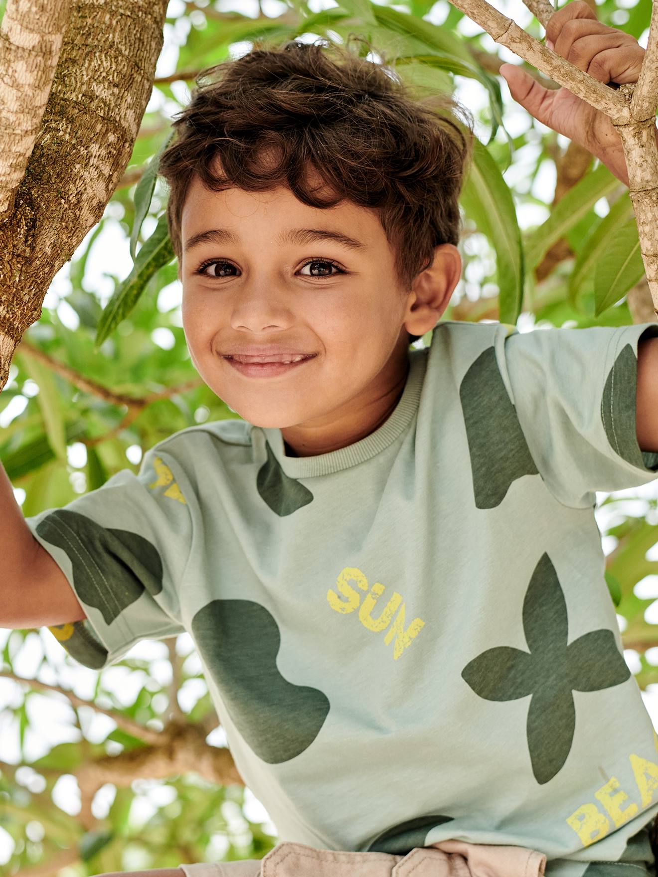 Tee-shirts maxi motifs exotiques garçon vert sauge