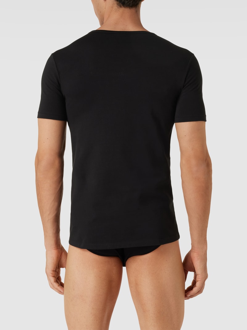T-Shirt mit Label-Detail im 2er-Pack in schwarz
