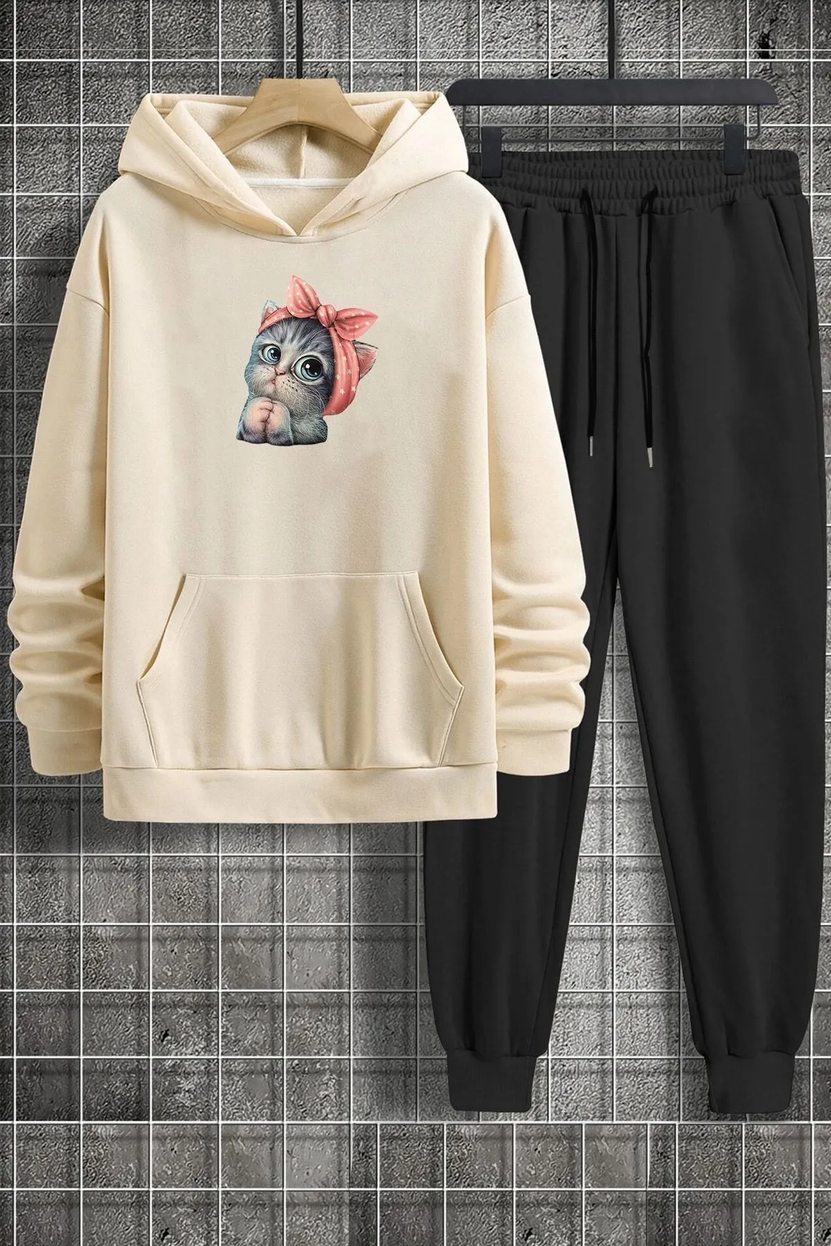 uyguntarz  Unisex-Trainingsanzug-Set mit süßer Katze