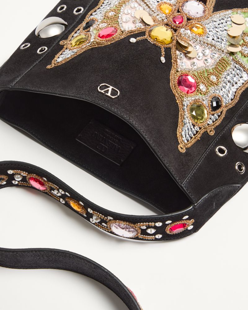 Sac bandoulière brodé Valentino Garavani Nellcôte à franges