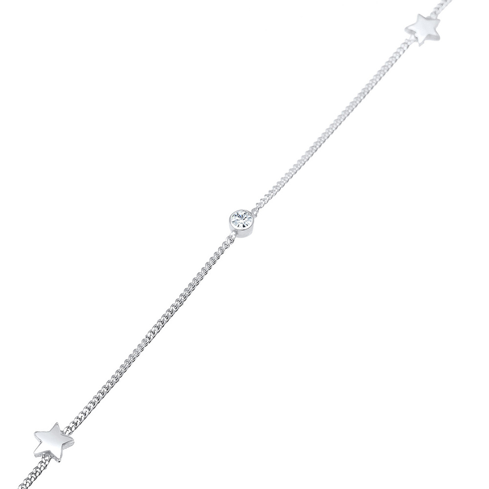 Elli Elli Bracelet de Cheville Sterne Solitär Kristalle 925 Silber Bijoux