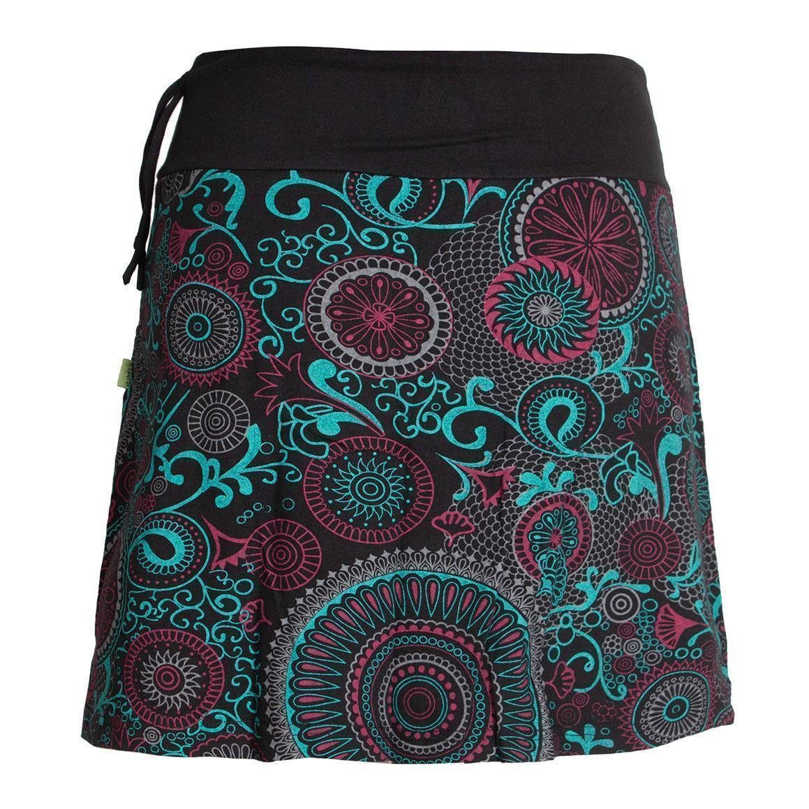 Vishes Minirock Rock bunt mit Mandalas und Blumen bedruckt Cacheur, Ethno, Goa, Hippie Style