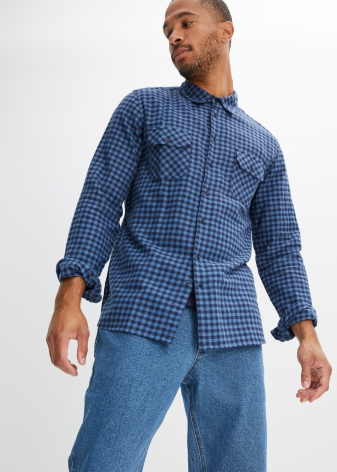 Flanell-Langarmhemd, Slim Fit