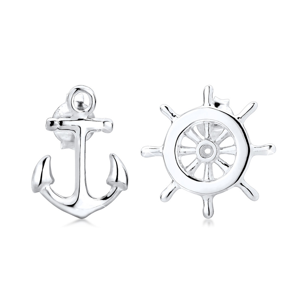 Elli Elli Boucles d'Oreilles Femmes Clous d'oreilles Pilote Ancre Maritime en Argent S Boucles d'oreilles