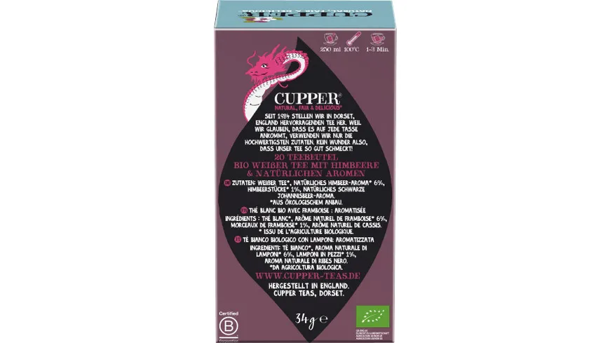 CUPPER Weißer Tee Himbeere 34 g