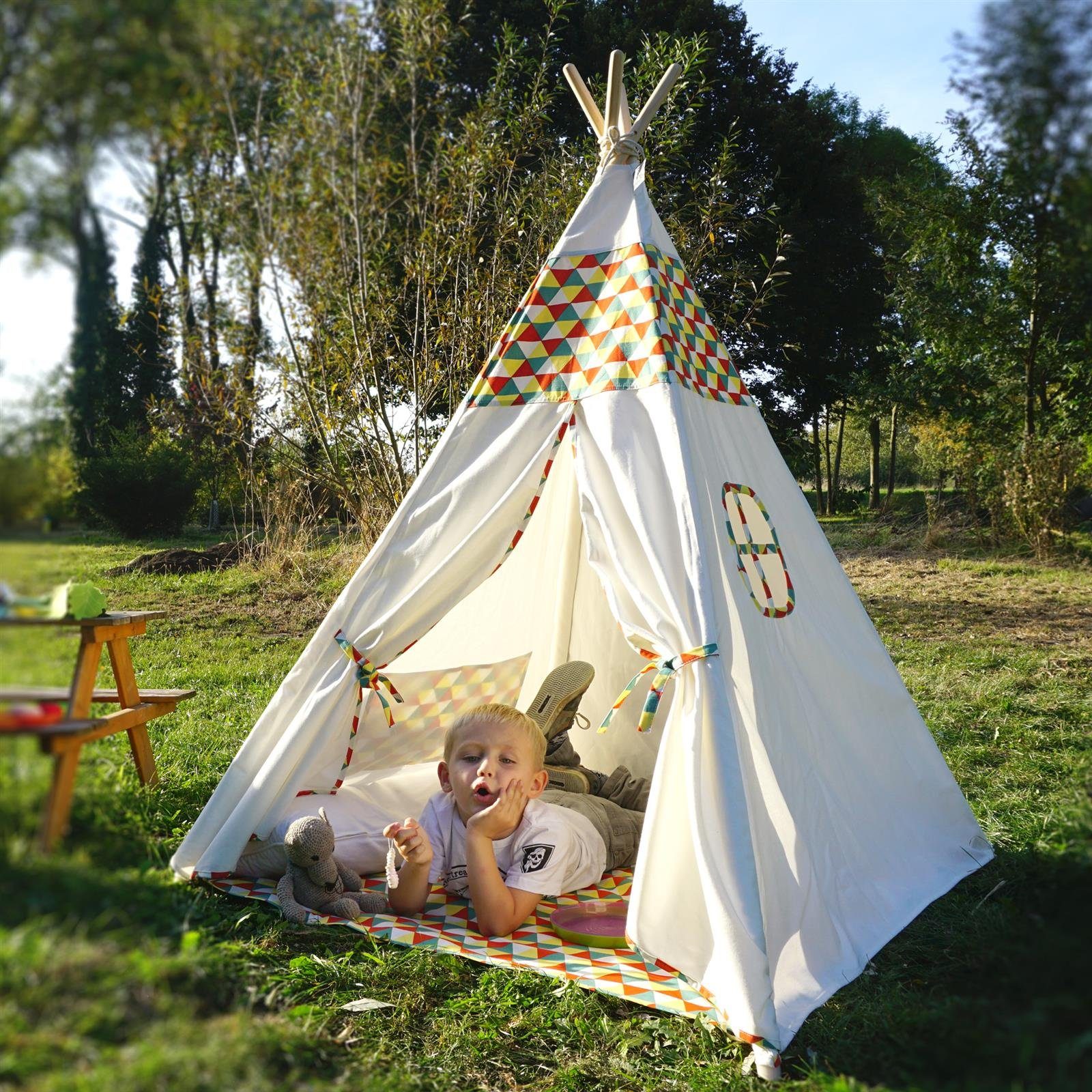 Hej Lønne Tipi-Zelt Tipi Zelt für Kinder farbige Bemusterung Kinderzel, (6er Set)