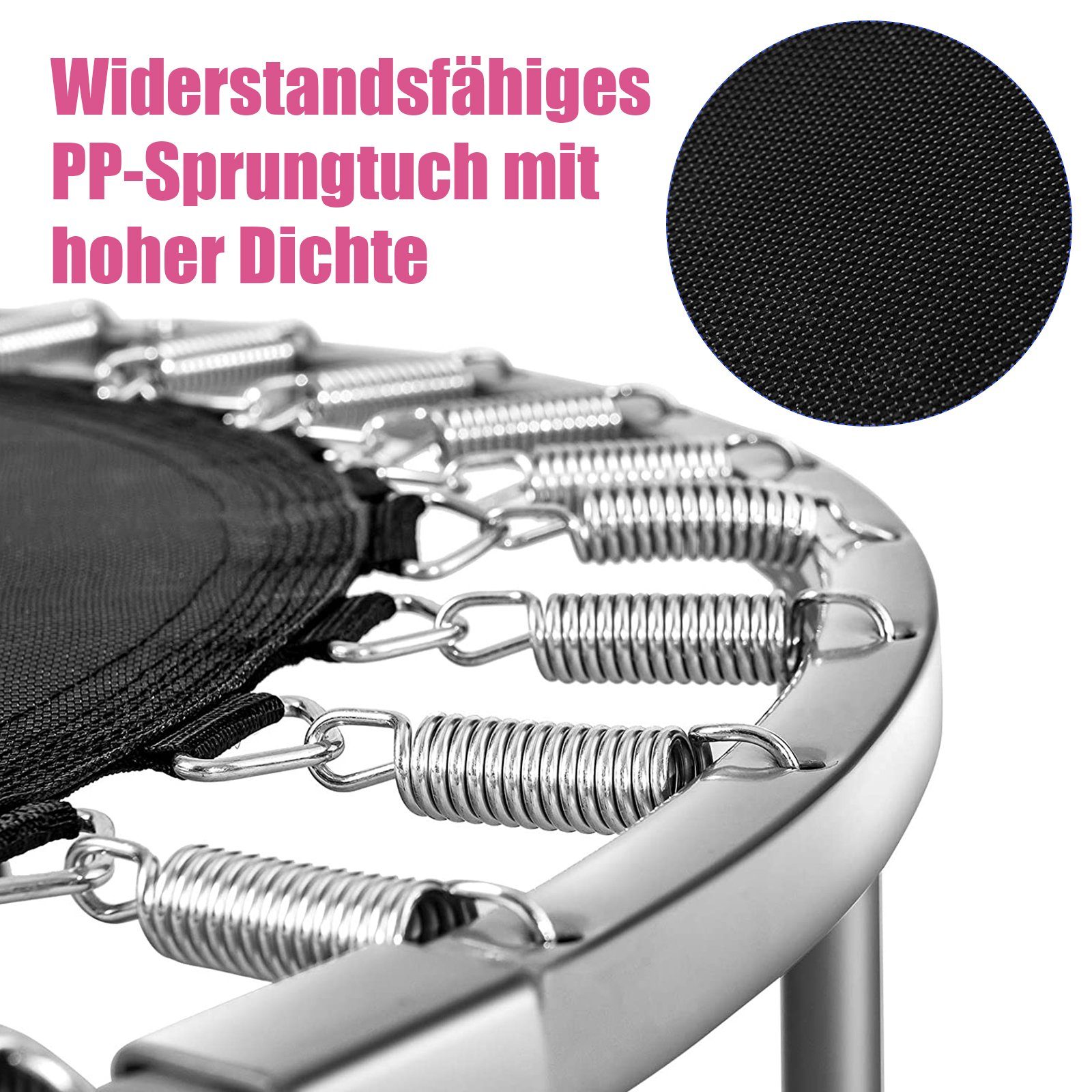 COSTWAY Fitnesstrampolin φ97cm Trampolin, bis 150kg belastbar