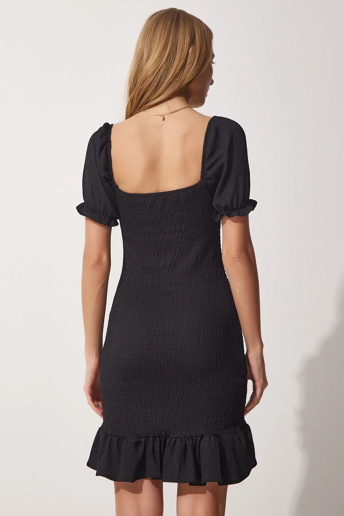 Happiness İstanbul  Gimped Mini-Strickkleid mit quadratischem Ausschnitt
