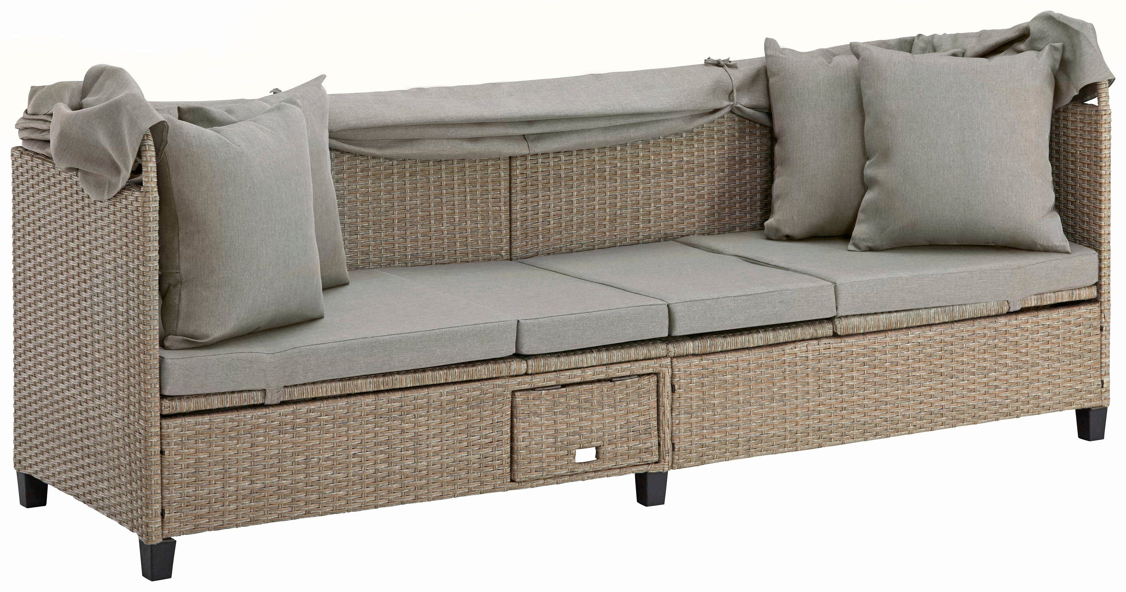 KONIFERA Loungesofa Alabama, BxTxH: 200x133x60 cm, Polyrattan, inkl. Auflage