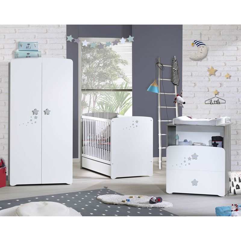 Lit bébé 120x60 sérigraphié fumé Nao