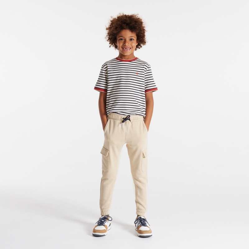 Jogging uni à poches cargo beige garçon