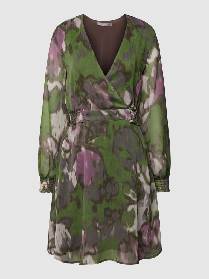 Knielanges Kleid in Wickel-Optik in grasgrün