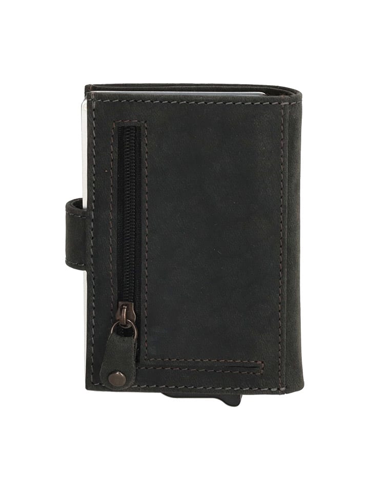HIDE & STITCHES Leder-Geldbörse in Schwarz - (B)8 x (H)10 x (T)2 cm günstig kaufen onesize