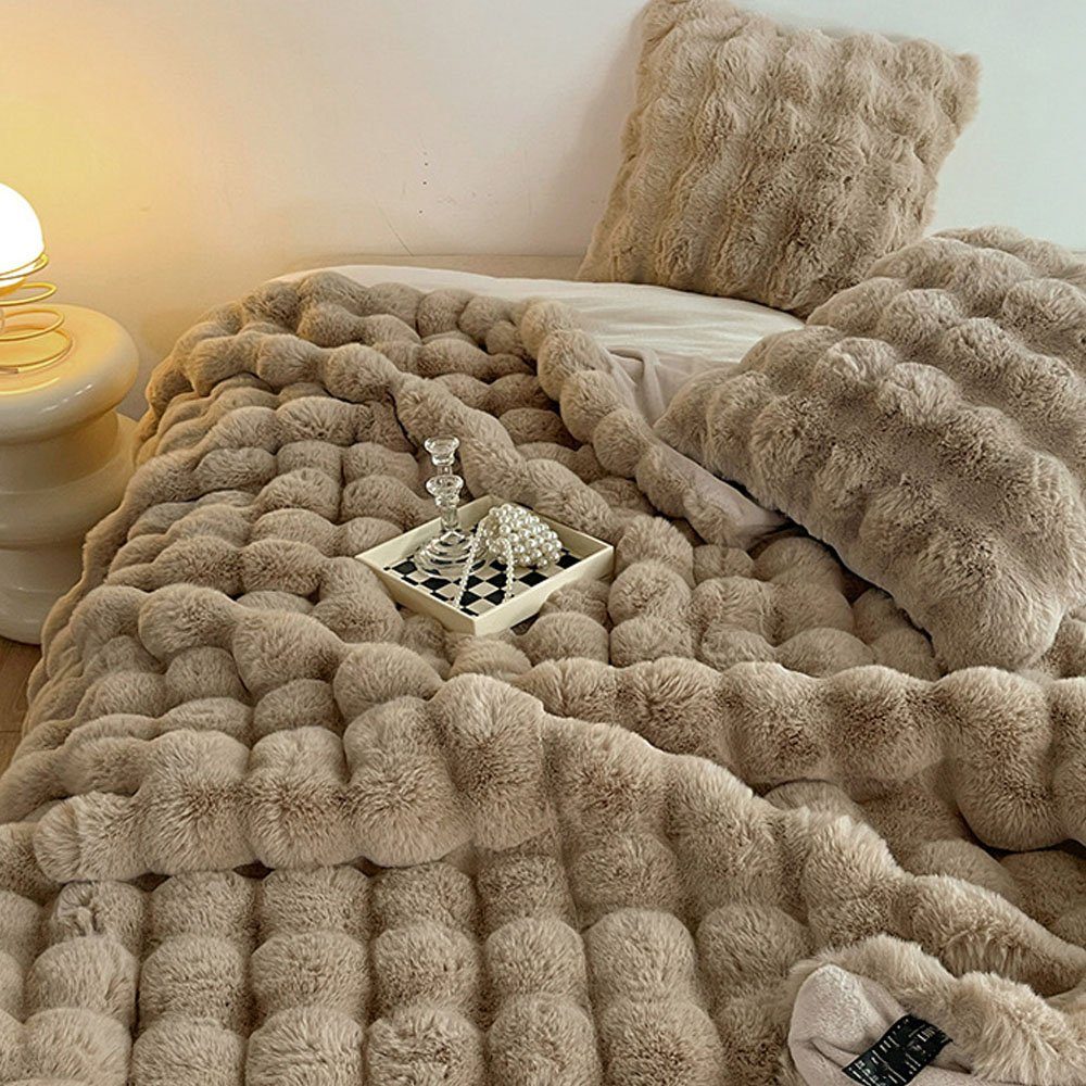 Outdoordecke Kurzflorige, lässige Überwurfdecke warme Fleecedecke, Sarfly, aus Kaninchenfellimitat, Wohndecken,1 Stück